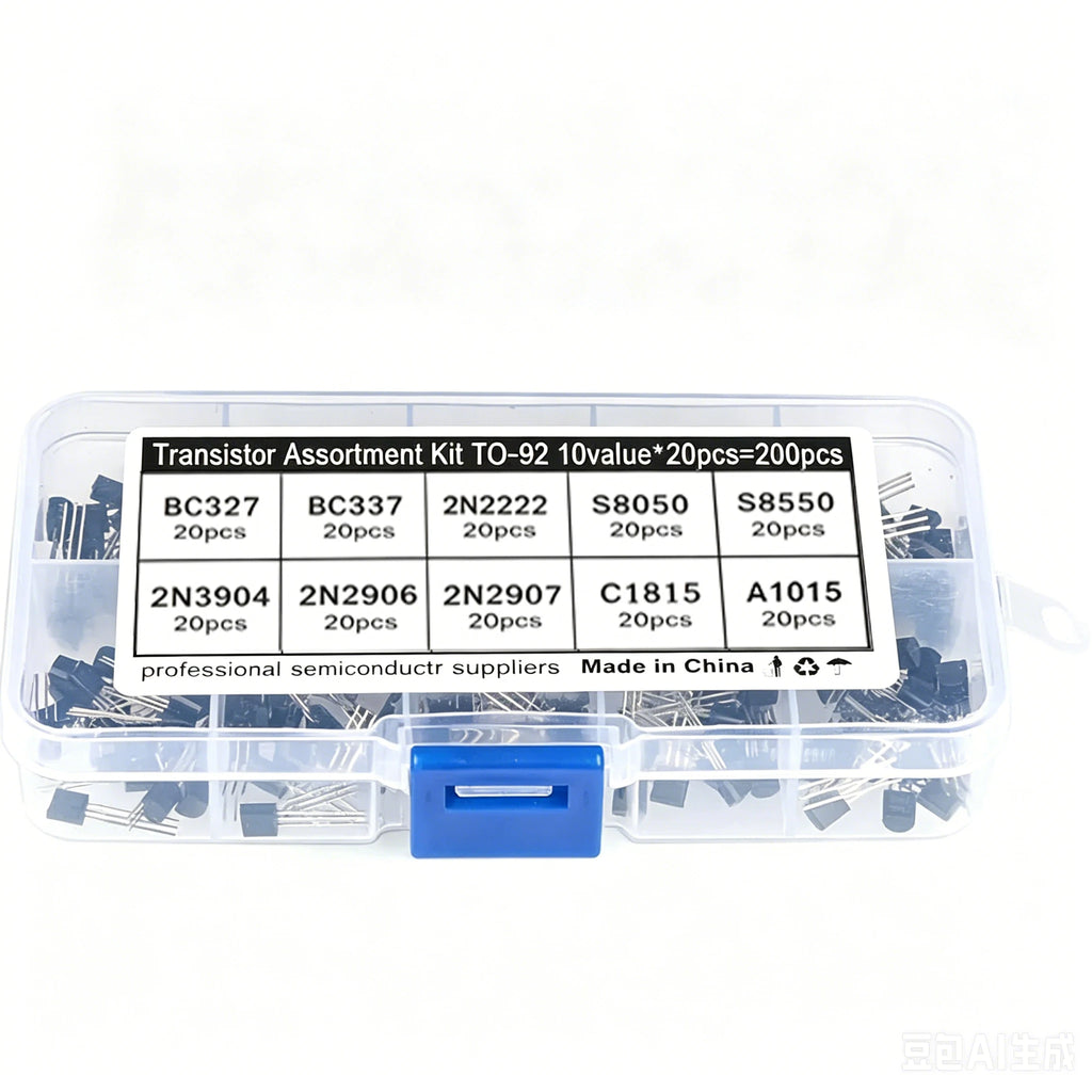 10Value 200PCS Transistor Assortment Kit S8050 S8550 2N2222 2N2907 BC337 BC327 BC517 BC556 2N3904 2N3906 A1015 C1815 Wit Box