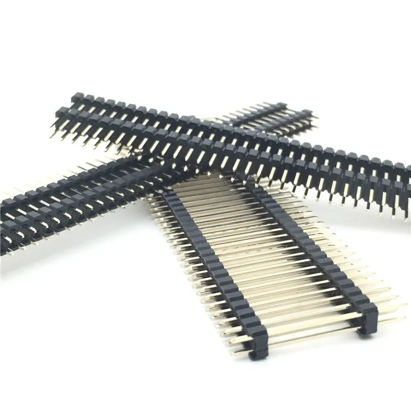 5pcs 2.54mm 2*40P Dual Row Double Plastic L20mm 25mm 30/40/45mm Breakable Gold Rohs PCB Board Spacer Male Pin Header Connector