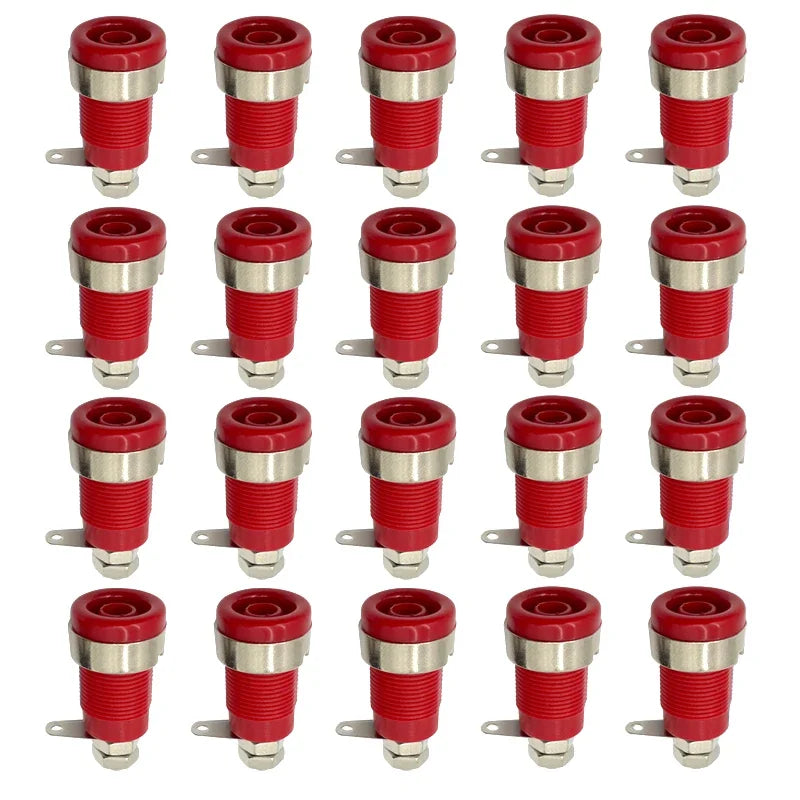 20PCS Insulated Safety 32A 4mm Banana Socket Terminal 5 Colors Female Jack Panel Mount Socket Binding Post Wire Connector