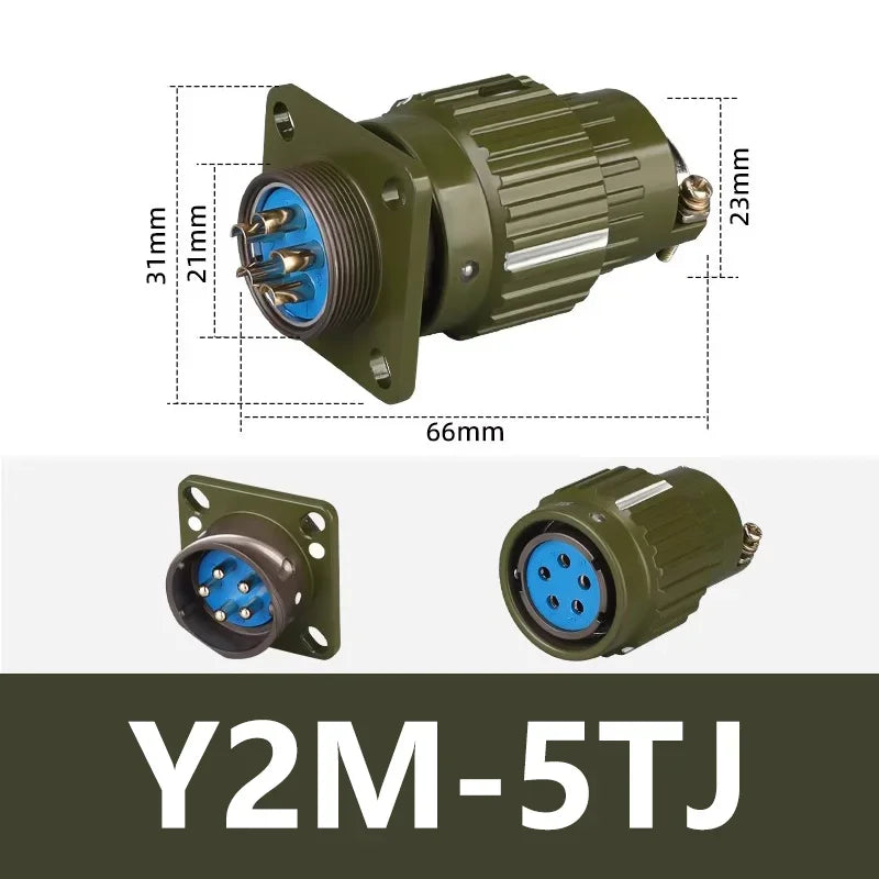Y21M Series Fast Buckle Aviation Fixed Type Industrie Connector Plug Socket Male Female  2/3/4/5/7/10/14/16 Pin Army Green