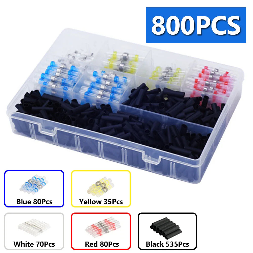 50-1200Pcs Solder Seal Wire Connectors Kit with 300W Heat Gun Waterproof Heat Shrink Butt Terminals Electrical Splice Set