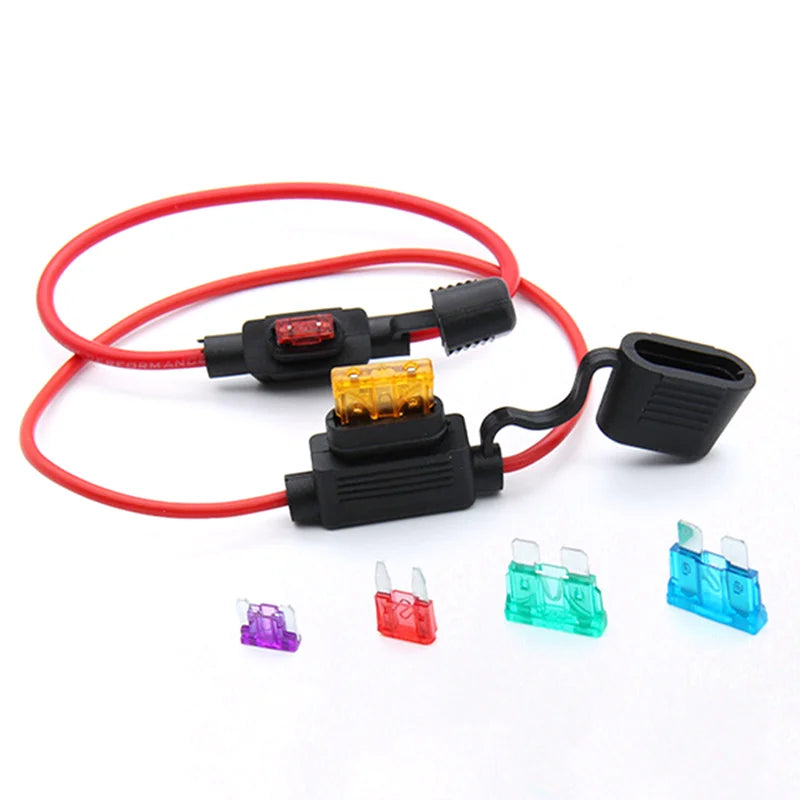 32V Waterproof Automotive Blade Fuse Holder Assorted Mini Standard Micro Auto Fuse 3A-40A 12-18AWG Wire Fuse Socket Kit