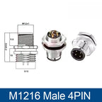 M12 Panel Back Mount Flange Socket Sensor Connector Waterproof Screw Threaded Coupling Male Female 3 4 5 8Pin M1216