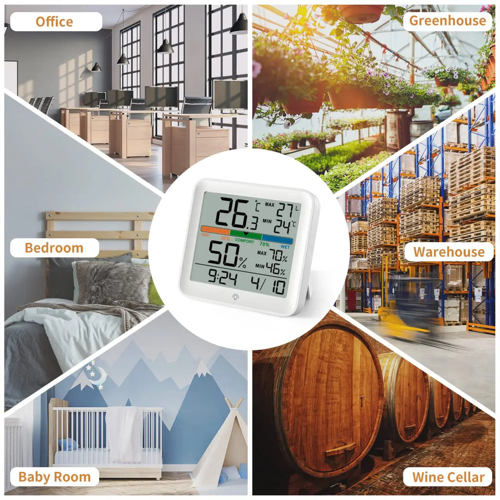 LCD Thermometer Hygrometer Sensor Gauge Indoor Room Digital Temperature Humidity Meter Weather Station For Home