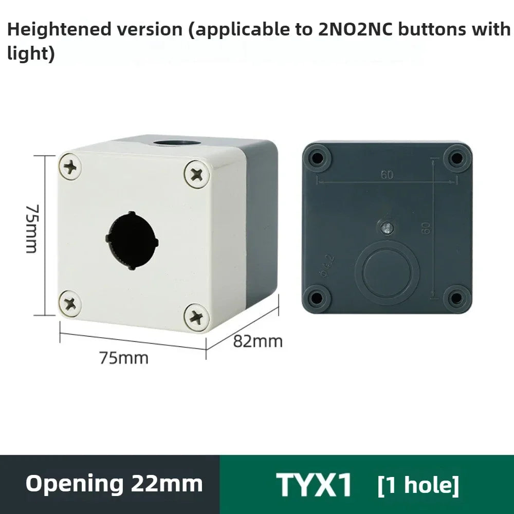 1/2/3/4/5 Hole Button Switch Control Box Button Emergency Stop Dustproof Waterproof IP65 Button Thickened Yellow Gray