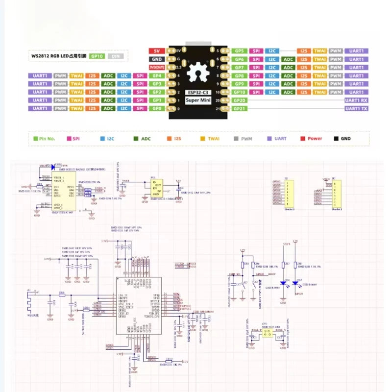 ESP32 C3 SuperMini Development Board ESP32-C3 WiFi Bluetooth Module ESP32-S3 ESP32-C3 Snvi