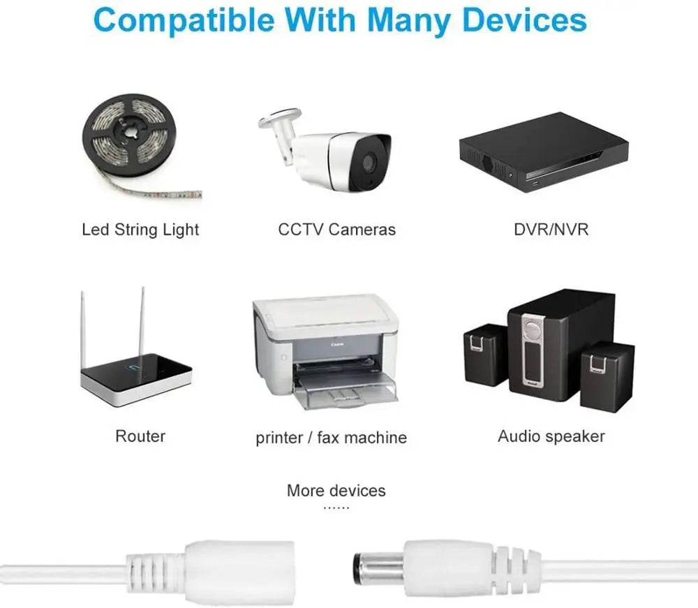 10pcs/lot Male Female DC Cable Power Adapter Connector 5.5x2.1mm Plug Adapter Wire for TV Camera LED Strip Tape Light wholesale