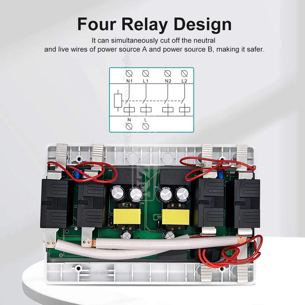 TOMZN Dual Power Automatic Transfer Switch Relay Over Under Voltage Current Protection with LED Display and Overload Cut Off