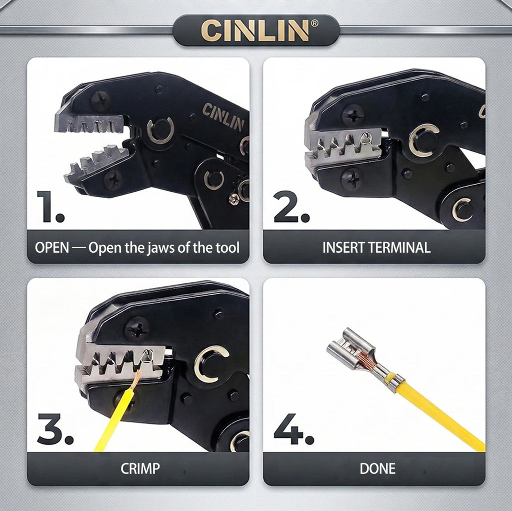 CLN-58B 0.25-1.5mm² Open Barrel Terminals Pliers Crimping Tool (24-16AWG) for JST, DuPont, Molex, PH XH 2.54 3.96 4.2mm Pitch