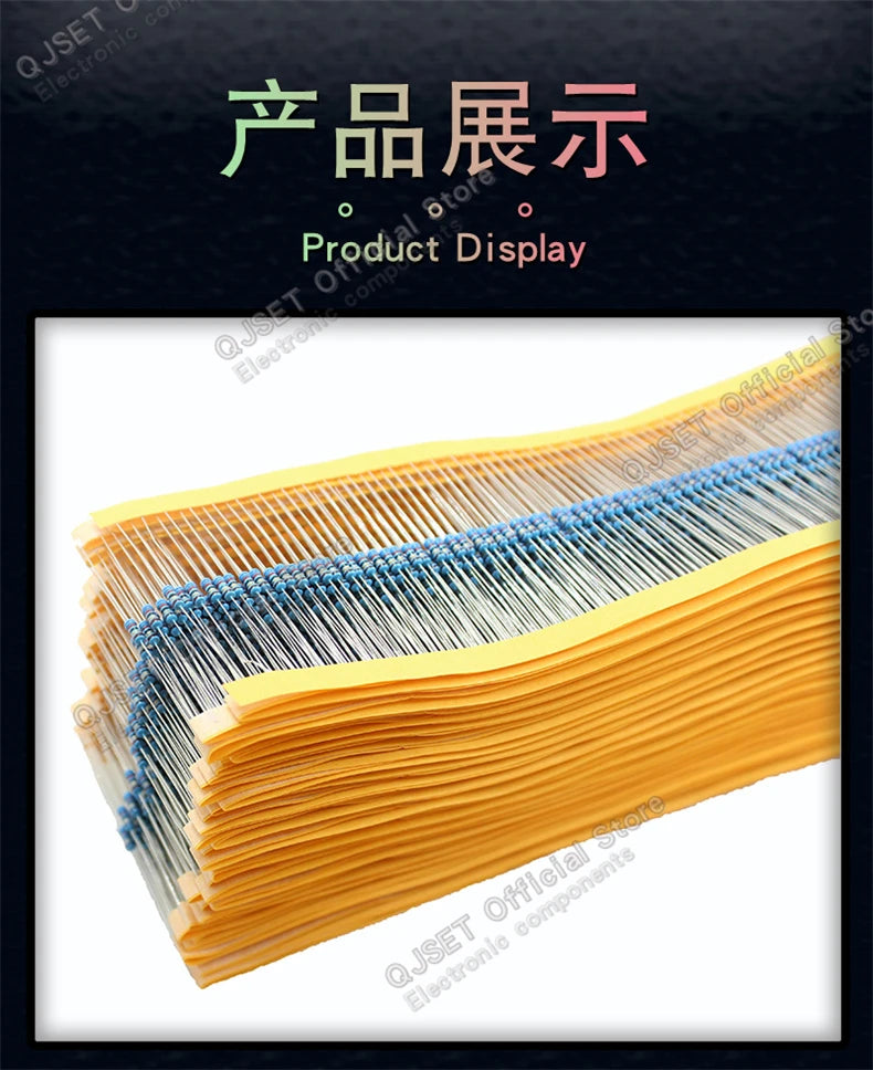 50pcs 1/2W Metal Film Resistors 1% 0.5W 10R 15R 47 100 200 220 470 510 Ohm 1K 2.2K 4.7K 10K 47K 100k 200k 220k 510k 470k 1M Ohms