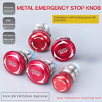 Metal Emergency Stop Button  Switches 12V/220v Latching  Knob Rotary Switch Waterproof Socket  Power-off Stop momentary