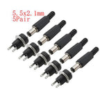 5 Pairs DC 12V Male Jack Plug Female Socket Panel Mount Power Connectors Terminals Blocks Electrical Equipment Supplies