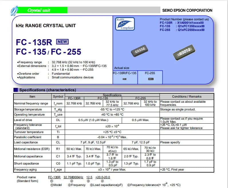 10PCS FC135-32.768KHZ 3215 SMD Passive Crystal Resonator 6PF 7PF 9PF 12.5PF 10PPM 20PPM 3.2X1.5MM EPSON Time High-Pre Oscillator