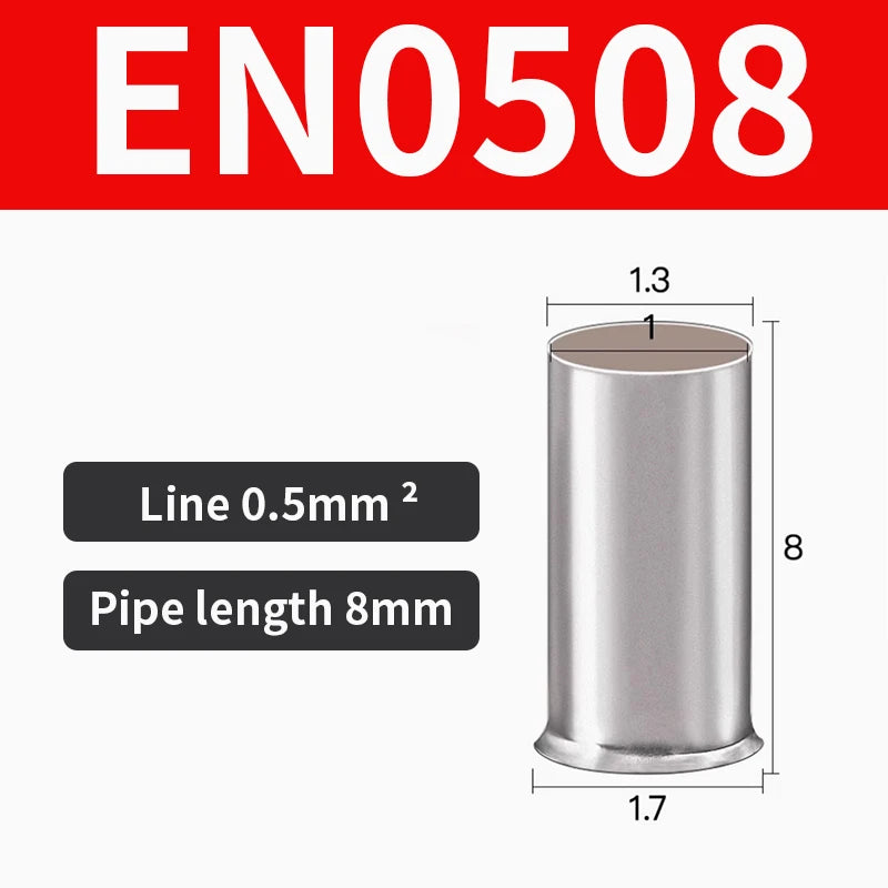100/200pcs EN tube type plug wire nose cold pressed terminal block copper wire pair connector wiring tube