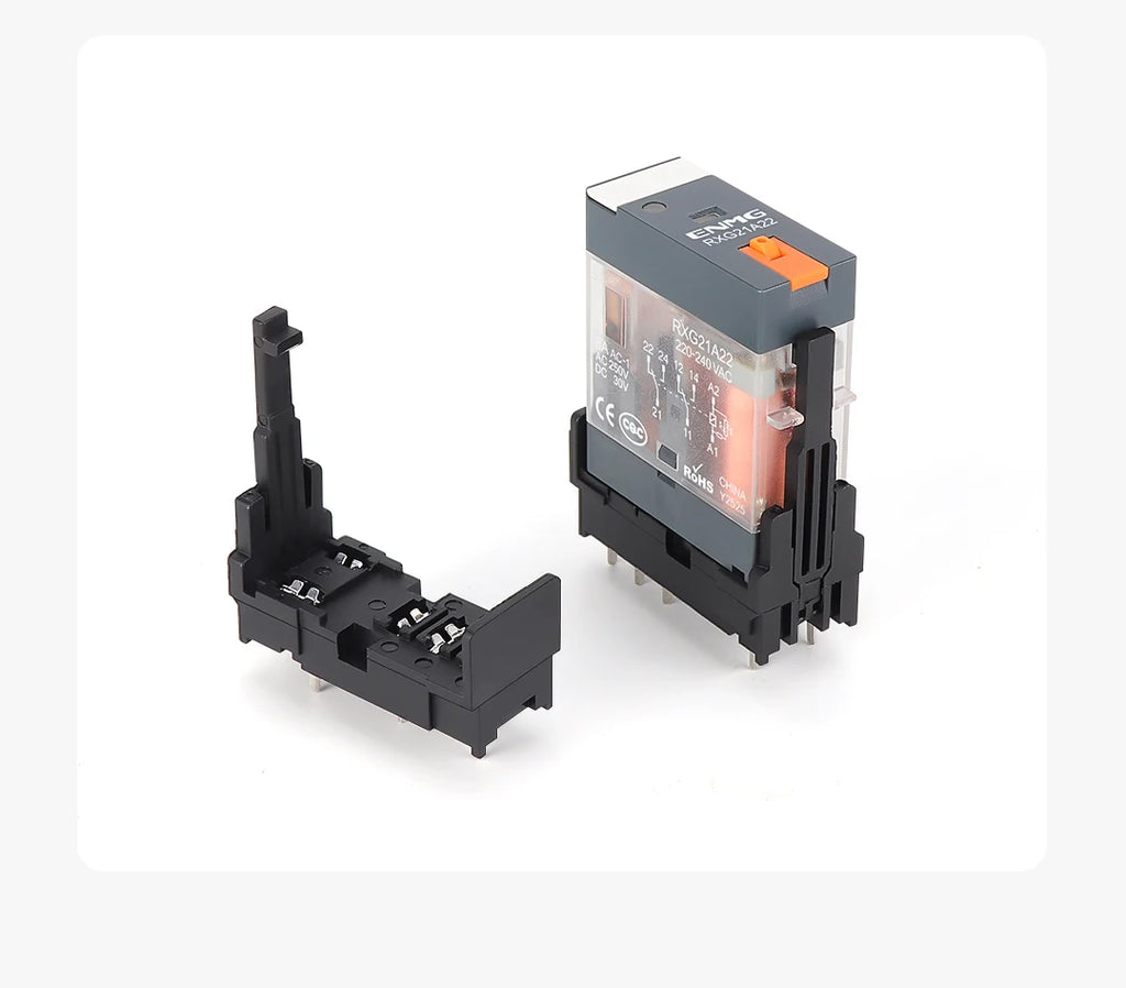 ENMG RXG Slim Power Relay 12A 24VDC/220VAC Coil, DIN Rail Mount Industrial Relay for PLC Control System