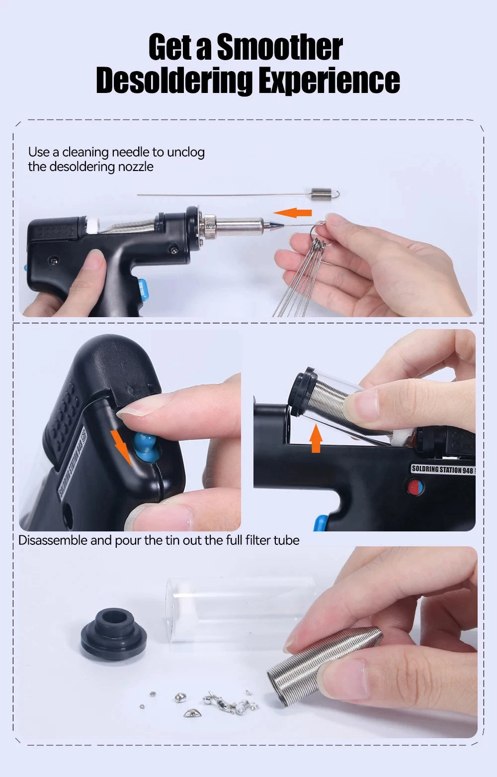 WEP 948D-III 2-IN-1 ESD Safe Desoldering Station With Fast-Heating Desoldering Gun And Soldering Iron High Power WEP 948 Station