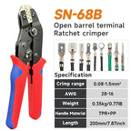 Ratcheting Crimping Plier for SM2.54/PH2/XH2.54/VH3.96/5557/5559/JST/Plug Spring Terminal Dupont Connectors Crimper Tool SN-68B