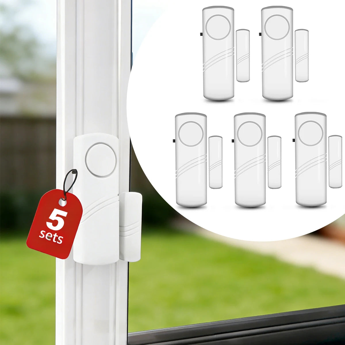 5pcs/10pcs Wireless Door Window Sensor Alarm 95db Anti-theft 433mhz Door Contact Detector Magnetic for Home Security Protection