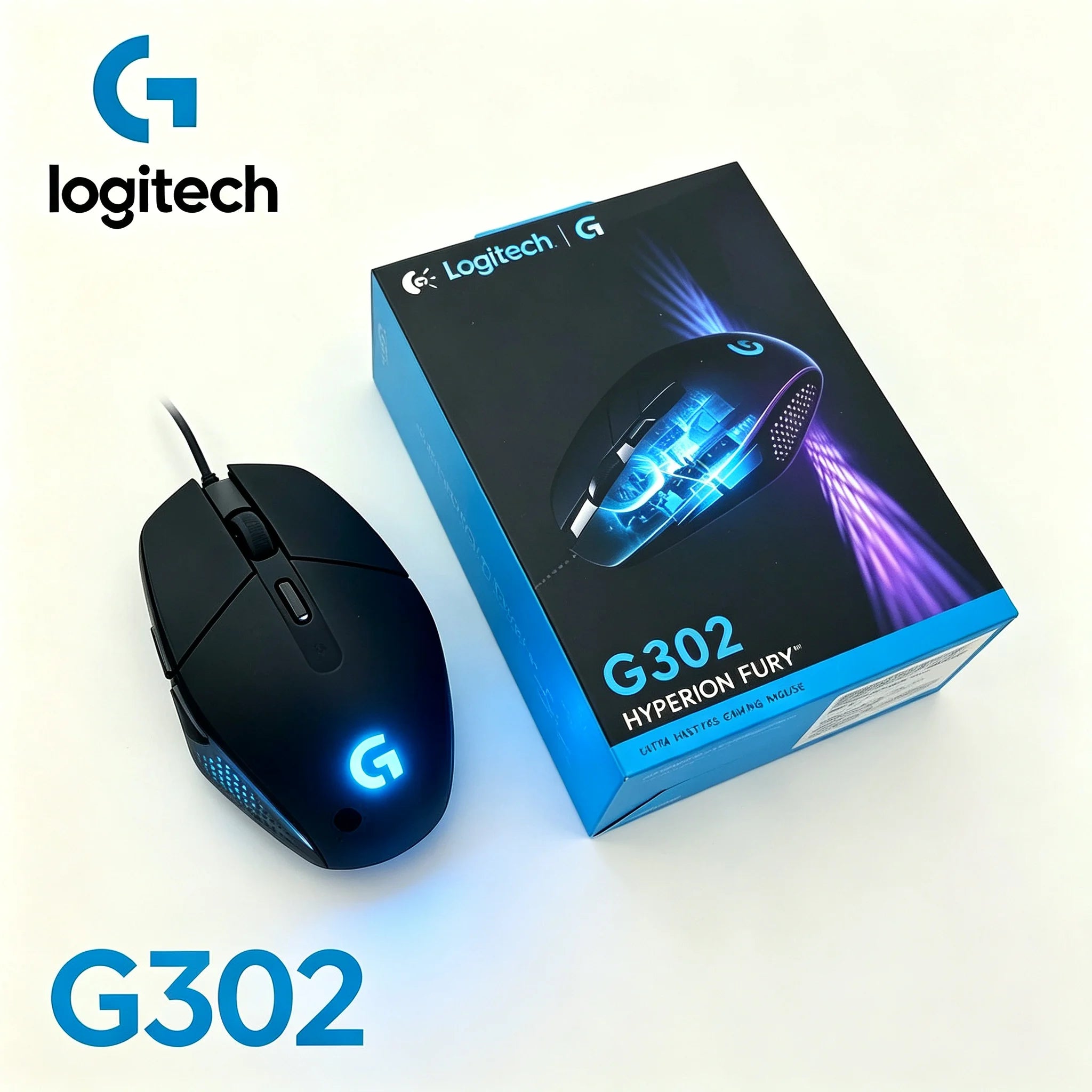 Logitech G302 Wired Ambidextrous Gaming Mouse 4000DPI On‑The‑Fly DPI Switch RGB Backlit 6 Assignable Buttons For Laptop Desktop