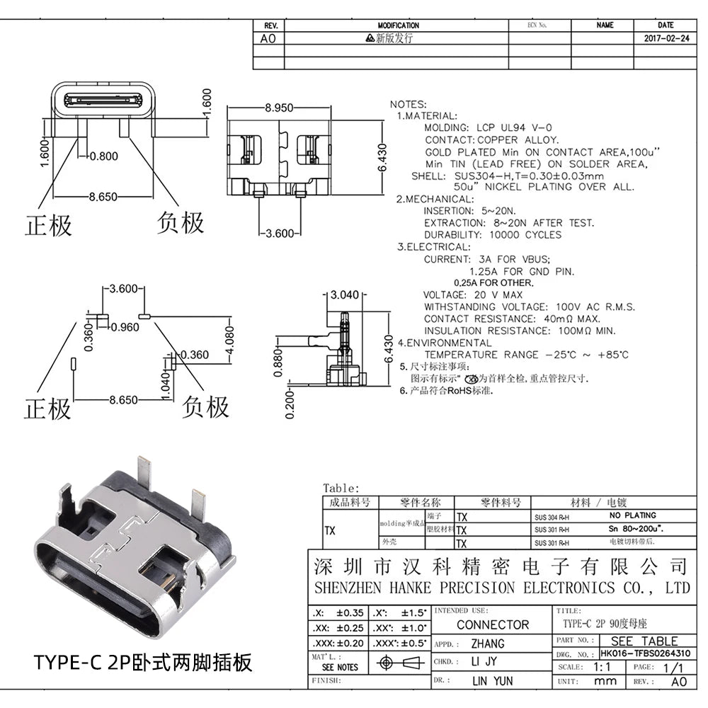 USB Connector Type C Female Charging Port Jack 2/4/6/16 Pin Type-C Socket PCB Soldering SMD SMT DIY Repair Type C Adapter