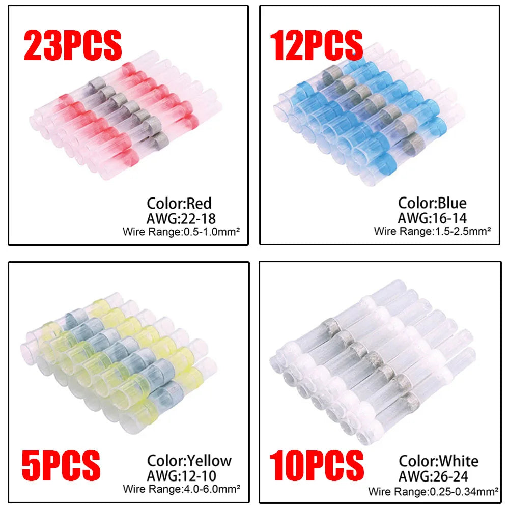 100/800PCS Solder Seal Wire Connectors Heat Shrink Solder Butt Connectors Kit Automotive Marine Insulated with 300W Hot Air Gun
