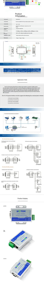 UTEK UT-217E RS232 to RS485/422 Converter Opto-isolated Industrial DB9
