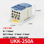 Din Rail Terminal Block UKK 80A/125A/160A/250A/400A Distribution Box One In Several Out Unipolar Junction Box Wire Connector