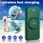 20000mAh Wireless Power Bank Fast Charging Built-in Quad Power Cable Mobile Phone Charger For Iphone 13 14 15 Xiaomi Samsung