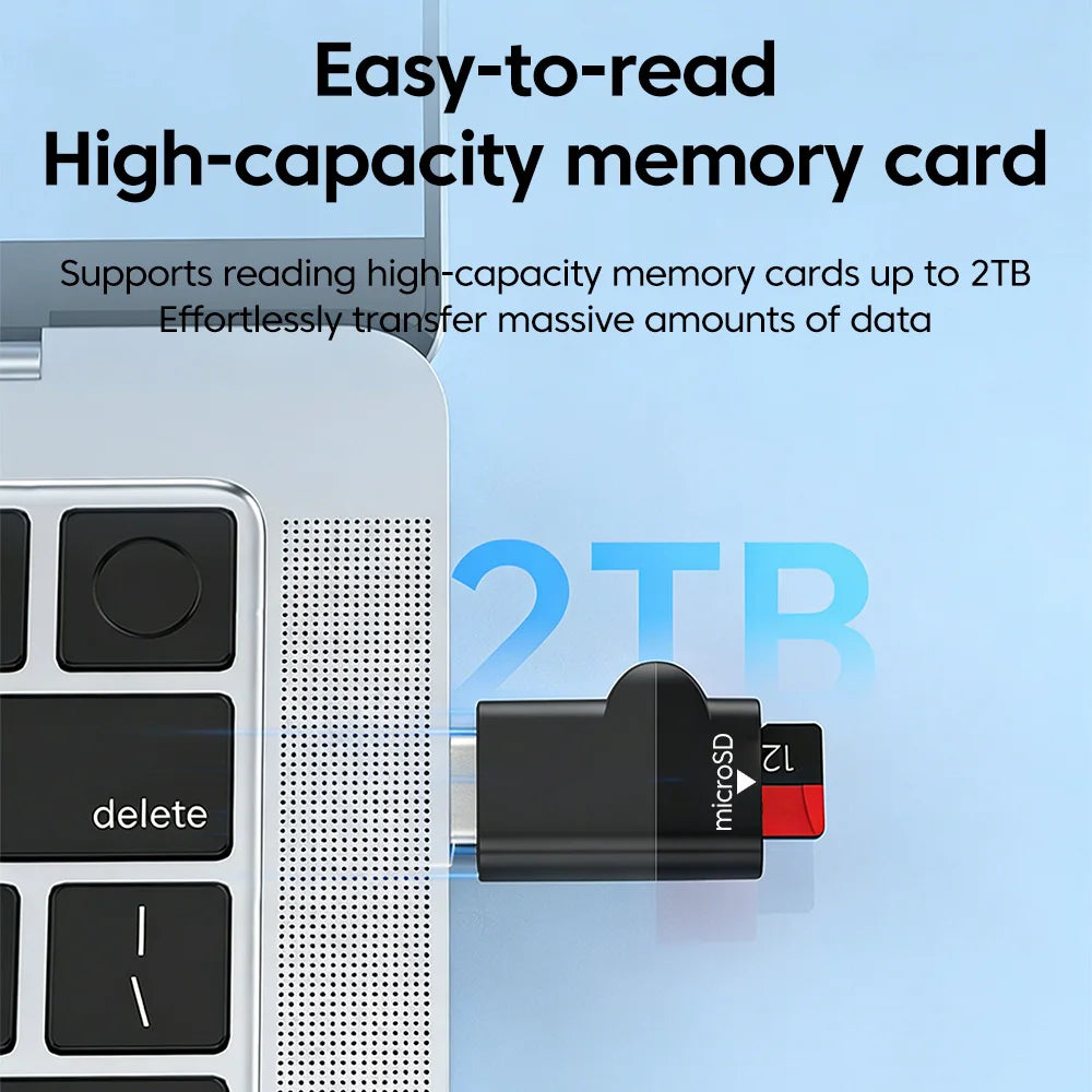 Type-C 3.0 Mini TF Card Reader External Storage Black Stretch Stick For iPhone Huawei USB C 2.0 to Micro SD Card Reader Adapter
