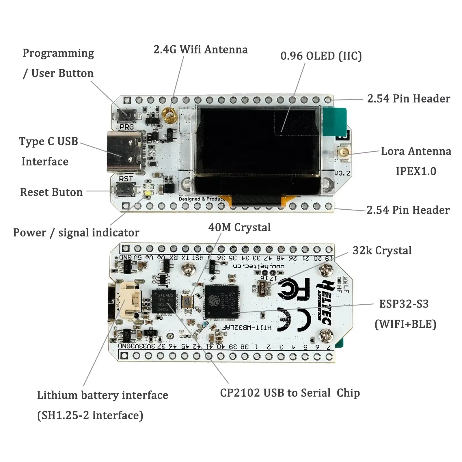 Heltec LoRa32 V3 868MHz/915MHz Development Board SX1262 0.96" OLED WiFi BLE LoRa Kit for IoT & Meshtastic