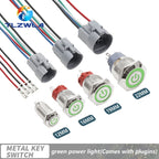 12/16/19/22mm Waterproof Metal Push Button Switch LED Light Momentary Latching Car Engine Power Switch 12V 24V Red Blue