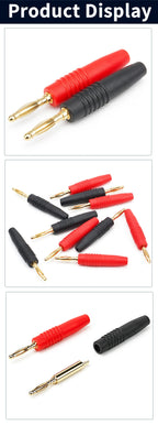 10PCS 2mm Solderless Side Stackable Banana Plugs Red Black Test Lead Connectors for Multimeter Power Supply Lab Equipment DIY