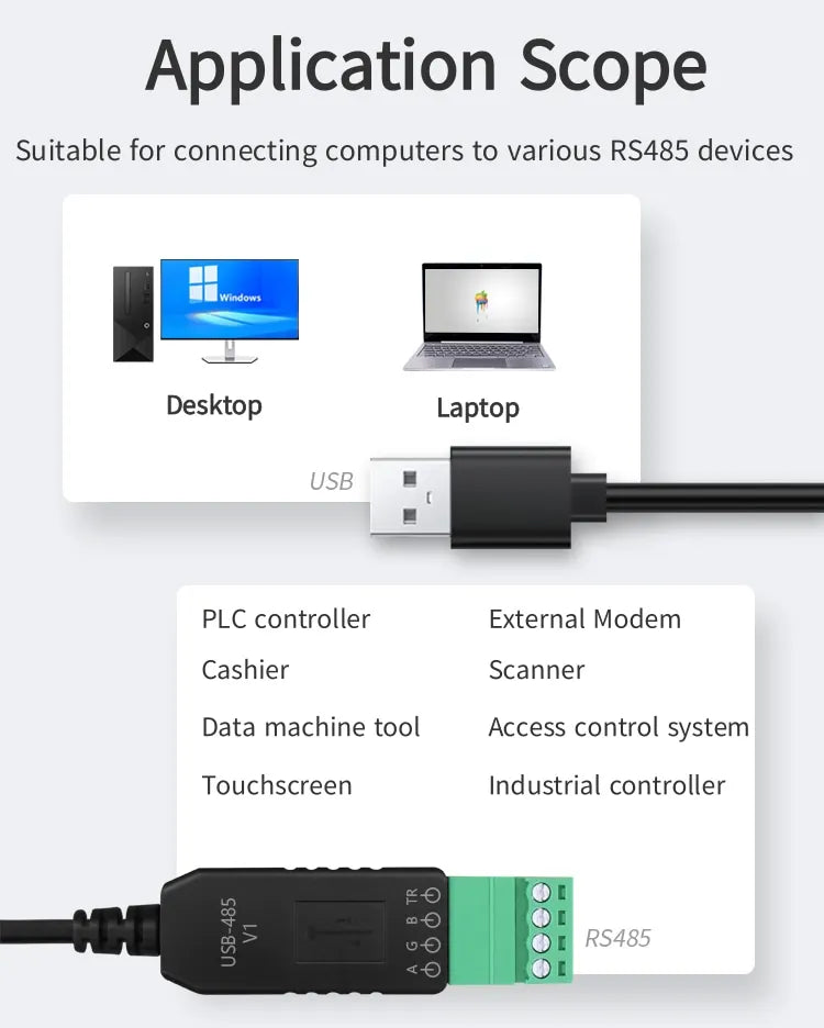 USB to 485 Serial Port Converter Communication Module CH340 PLC Serial Port IO Module