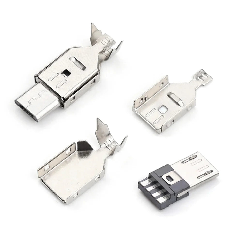 5pcs/lot Micro USB 4pin 5PIN Male Connector Plug Metal Shell Welding Wire Data OTG Line Interface DIY Data Cable Plug