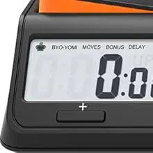 LEAP PQ9917 Chess Clock Digital Chess Timer for Board Game and Chess Timer with Bonus & Delay Count Down up Alarm Black/Orange