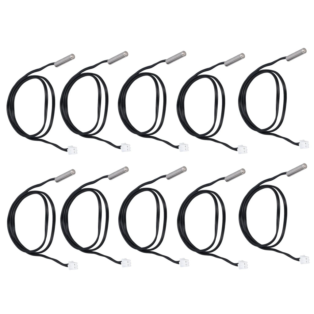 10Pcs Temperature Sensor Probe NTC Thermistor Temp Transducer 5x25mm Cylindrical Head 500mm10K B3435