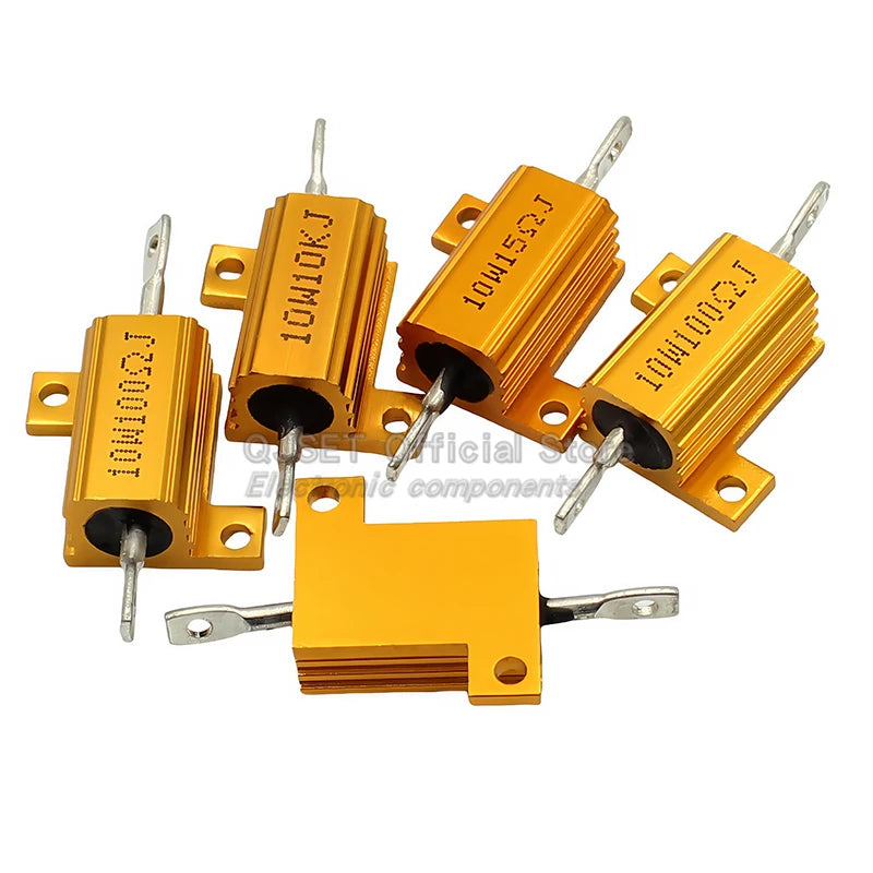 1pcs RX24-10W Golden Aluminum High Power Current Limiting Resistors 0.1 ~ 10K 0.5 1 2 3 5 8 10 20 100 150 200 300 500 1K 5K Ohms