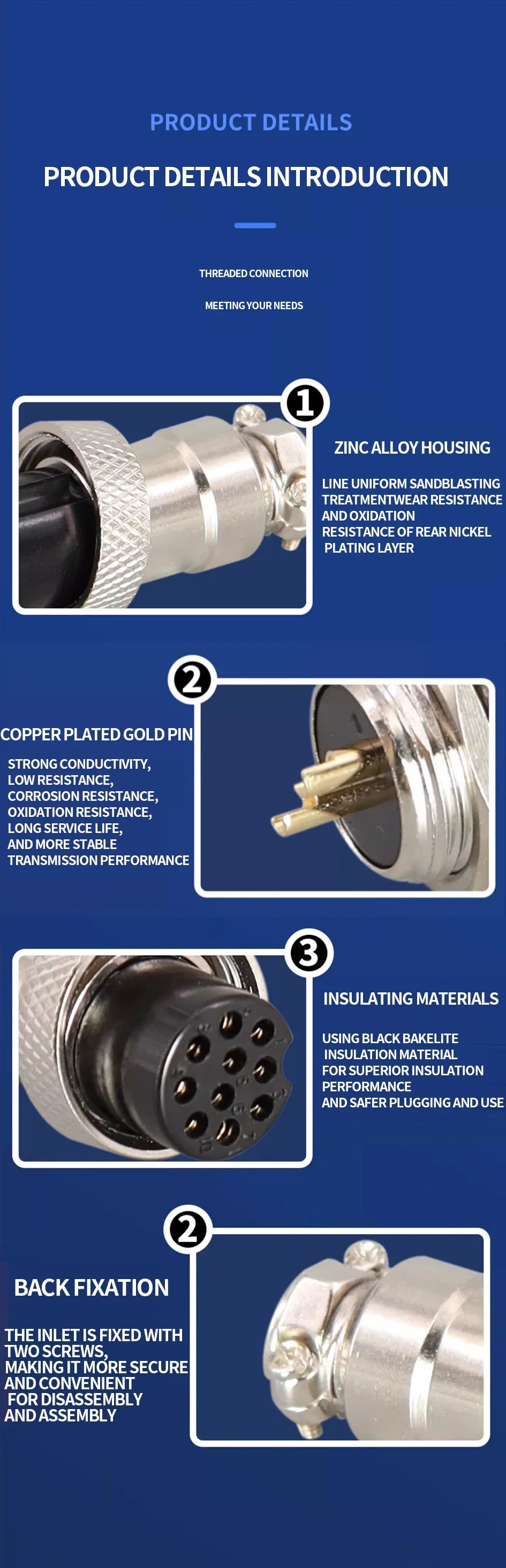 5/20 Sets GX16 Gold-Plated Connector - 2/3/4/5/6/7/8/9/10Pin Fixed & Butt Mobile Type Electric Cable Terminal (Male&Female)