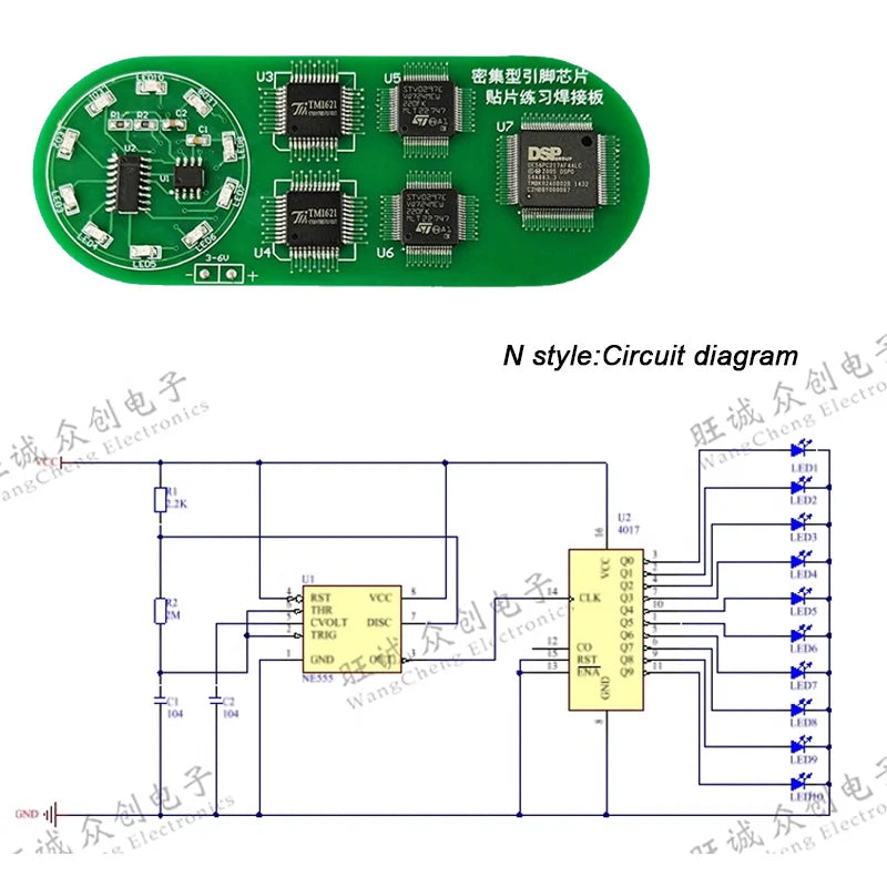 Soldering Practice Board SMD Circuit Board LED Electronic SMT Component DIY PCB Kit Project Tools Practice Soldering Skills