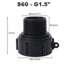 1000 Liter IBC Tank Adapter S60 x 1/2" 3/4' 1" 1.5 2" S100 Thread Connector Ton Barrel Joints IBC Tank Fitting