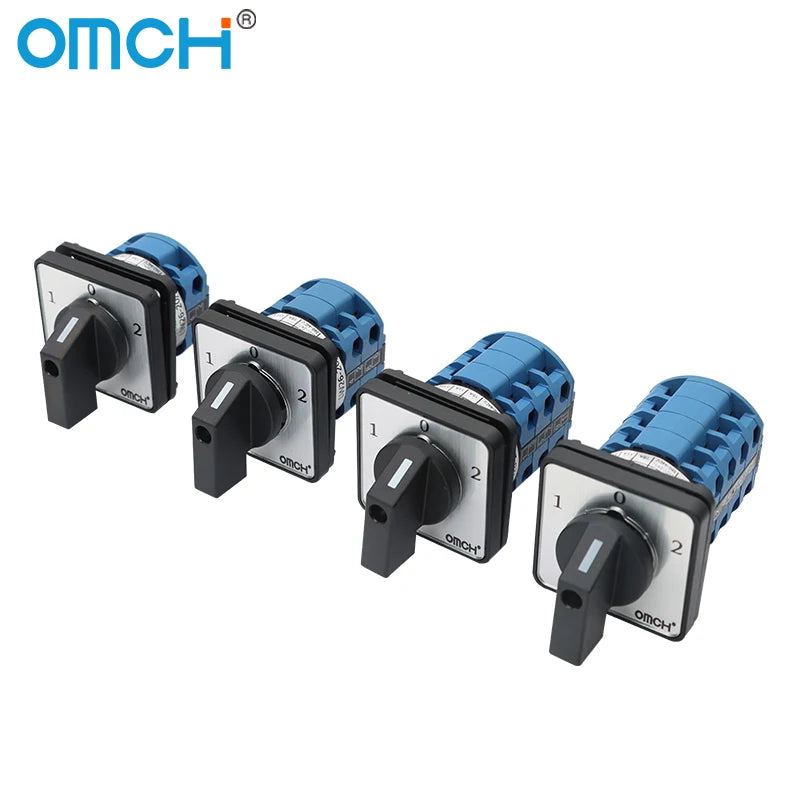 OMCH 1PCS Silver Contact LW26-20/32/63 Universal Switch 3 Position 1-0-2 1/2/3/4 Poles 440V 4/8/12/16Terminals Rotary Cam Switch