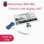 Waveshare 800*480,7.5inch E-Ink Display HAT for Raspberry Pi 2B/3B/Zero/Zero W,Two-color:Black White,SPI interface,No Backlight