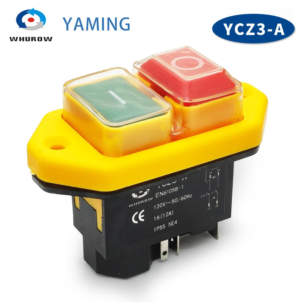 YCZ3-A Electromagnetic Switch 4/5 Pins 110/220V On Off Momentary Reset Push Button Red Green Can Replace KJD17