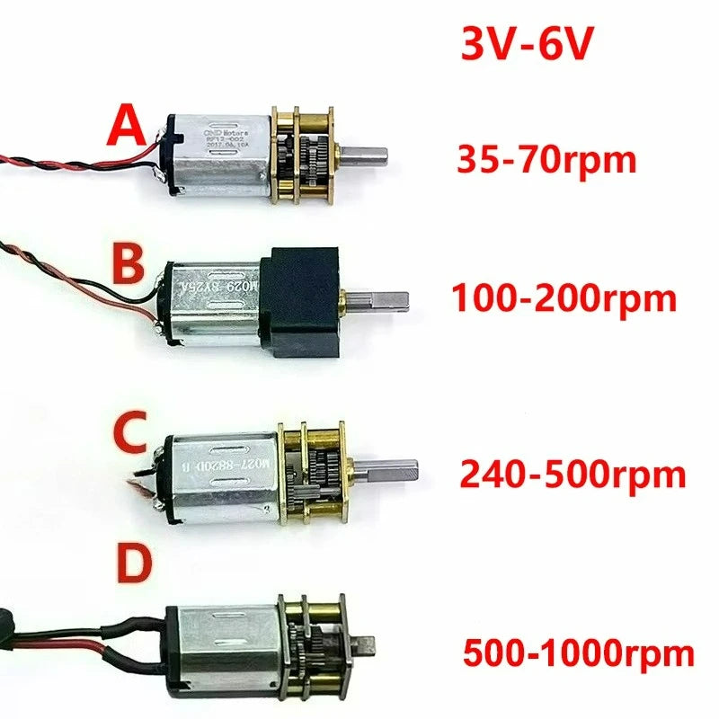 Mini N20 Gear Motor DC 3V5V 6V 35/70/100/200/240/500rpm Slow speed High torque Full Metal Gearbox Gearwheel DC Motors