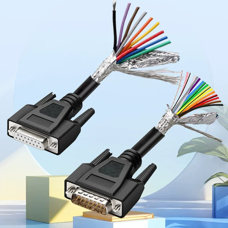 Industrial DB9 DB15 with Terminal Number Connector 9/15 Pin Male Female Single Head Cable Tube Grade Serial Port Connection Line