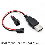 1pcs Usb Male And Female To Sm2.54mm Terminal Cable 2-pin Power Supply Usb Socket Cable 2p Terminal Male And Female