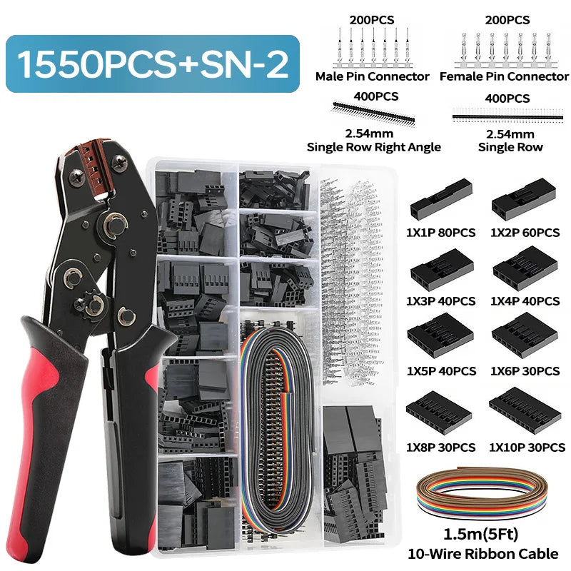 460/1550PCS Micro JST-XH And Dupont Wire Connector Kit 2.54mm 2/3/4/5/6Pin Male/Female Pin Header Cable Jumper Housing Adapter