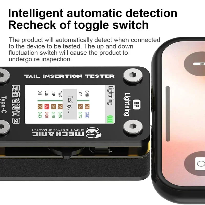 MECHANIC T-824 T824 SE Tail Insertion Tester Tail Insertion Detector Type-C Lightning I nterface for Phone Repair Tools