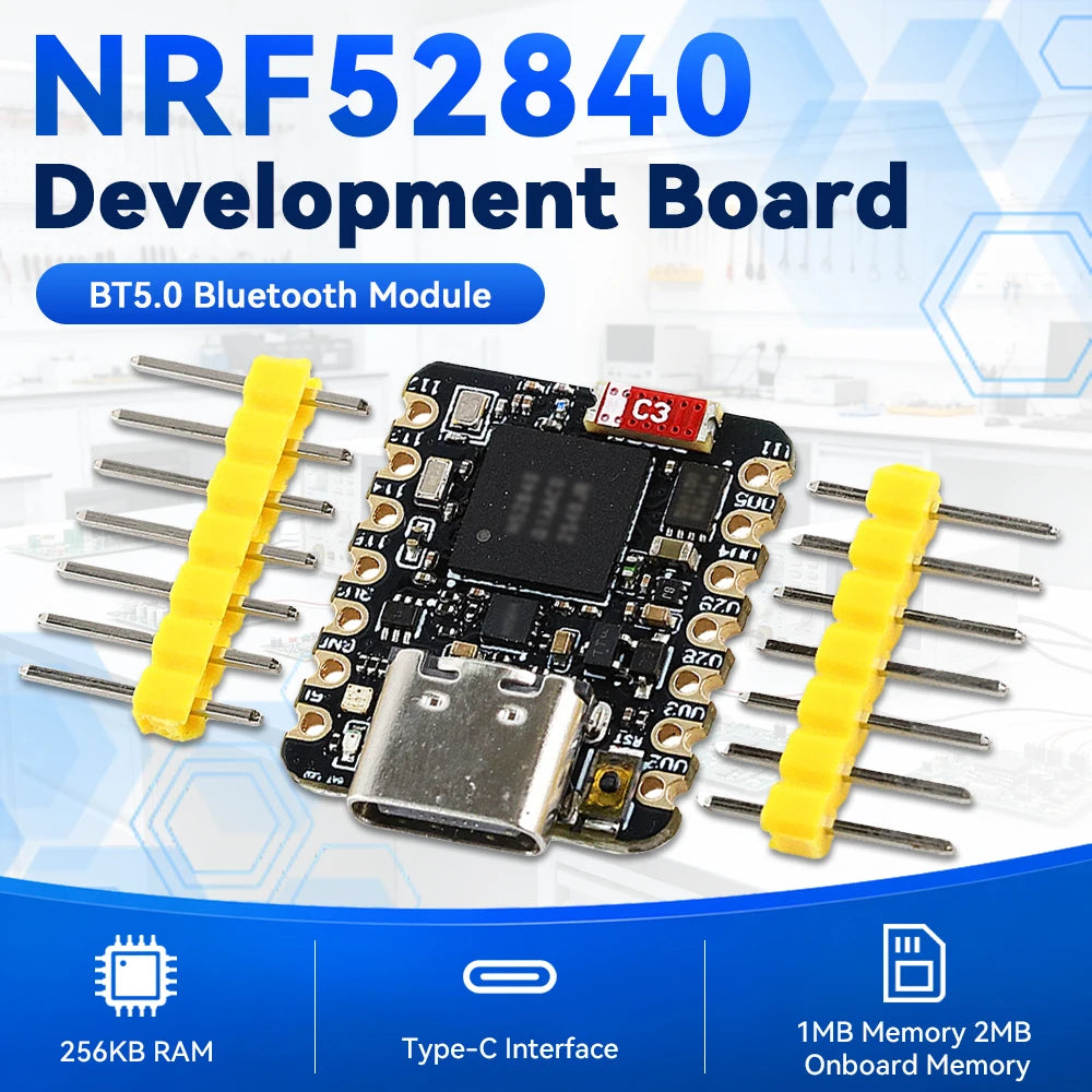 MINI NRF52840 Development Board BT5.0 Bluetooth Module MCU Main Control Board 18*21MM QSPIFlash TYPE-C