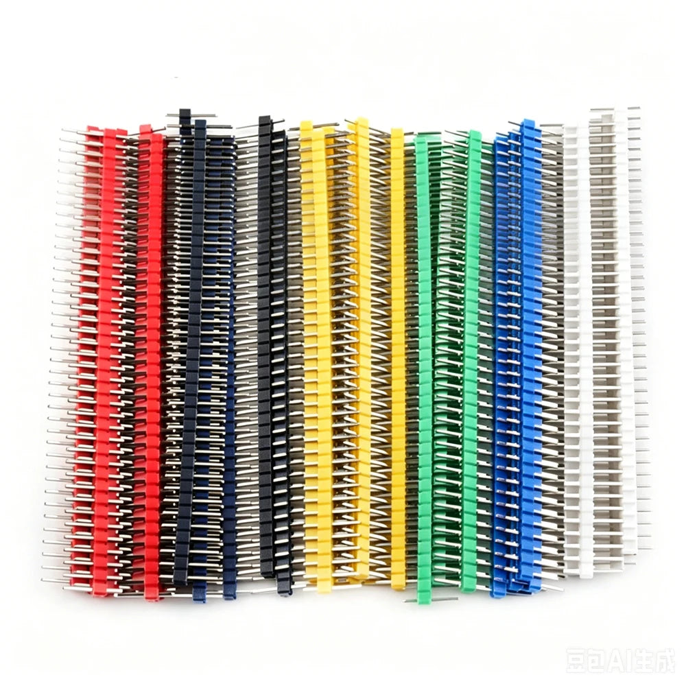 30pcs 2.54mm 40Pin 6color Red Black Yellow Green Blue White Breakable Gold Single Row PCB Male Header Connector Kit For Arduino